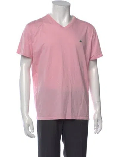 Pre-owned Lacoste V-neck Short Sleeve T-shirt In Pink