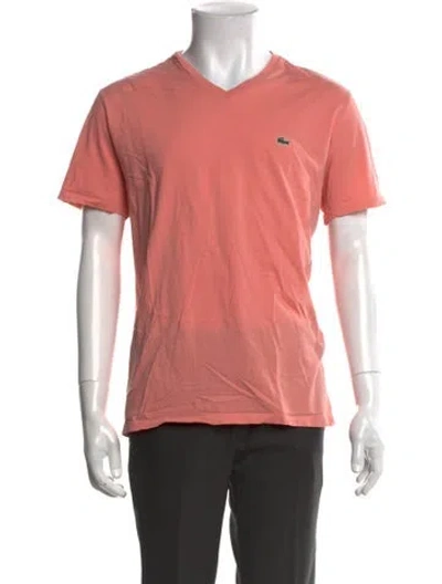 Pre-owned Lacoste V-neck Short Sleeve T-shirt In Pink
