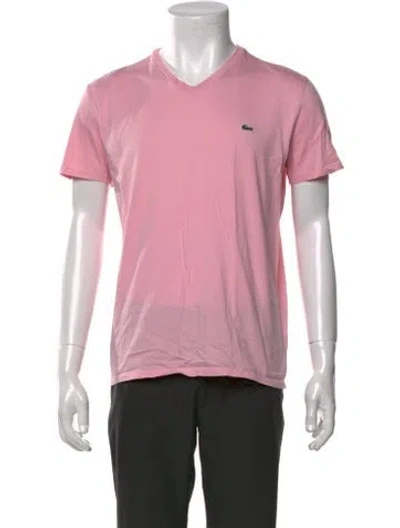 Pre-owned Lacoste V-neck Short Sleeve T-shirt In Pink