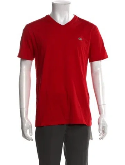 Pre-owned Lacoste V-neck Short Sleeve T-shirt In Red