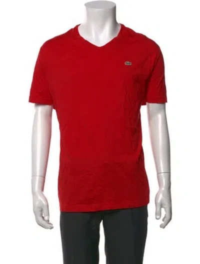 Pre-owned Lacoste V-neck Short Sleeve T-shirt In Red