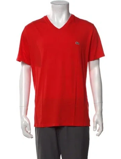 Pre-owned Lacoste V-neck Short Sleeve T-shirt In Red