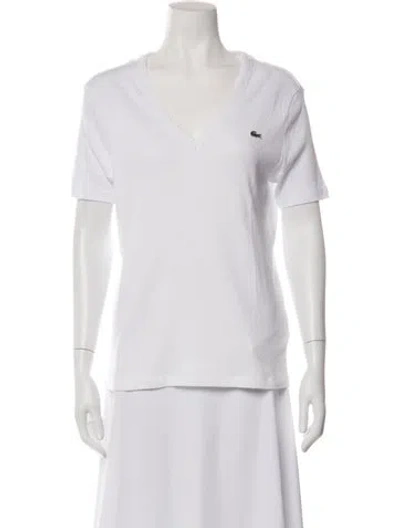 Pre-owned Lacoste V-neck Short Sleeve T-shirt W/ Tags In White