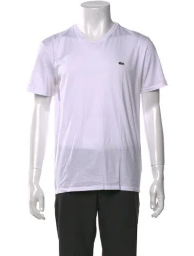 Pre-owned Lacoste V-neck Short Sleeve T-shirt In White