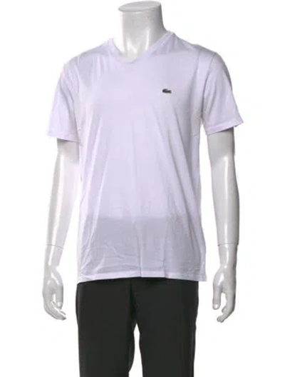 Pre-owned Lacoste V-neck Short Sleeve T-shirt In White