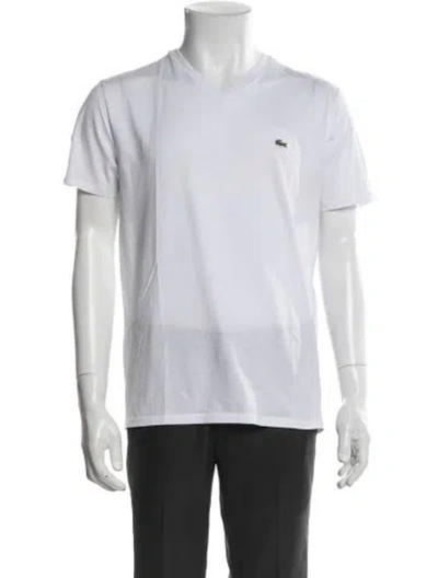Pre-owned Lacoste V-neck Short Sleeve T-shirt In White