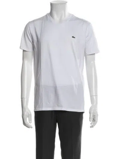 Pre-owned Lacoste V-neck Short Sleeve T-shirt In White