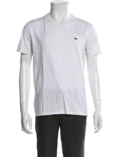 Pre-owned Lacoste V-neck Short Sleeve T-shirt In White