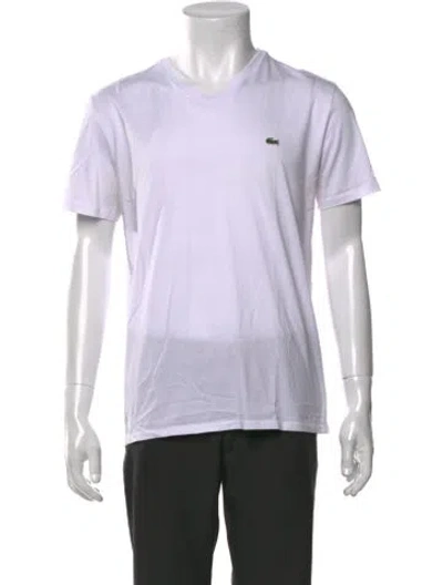 Pre-owned Lacoste V-neck Short Sleeve T-shirt In White