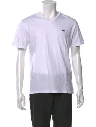 Pre-owned Lacoste V-neck Short Sleeve T-shirt In White