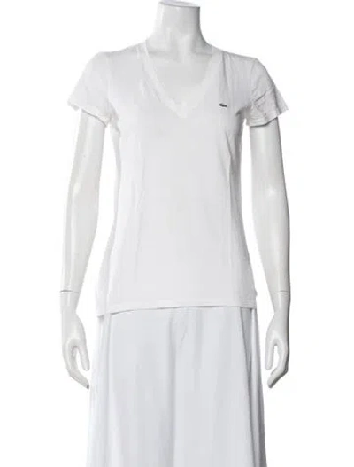 Pre-owned Lacoste V-neck Short Sleeve T-shirt In White