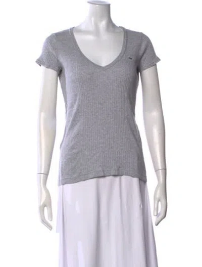 Pre-owned Lacoste V-neck Short Sleeve T-shirt In White