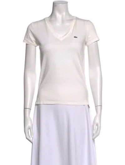 Pre-owned Lacoste V-neck Short Sleeve T-shirt In White