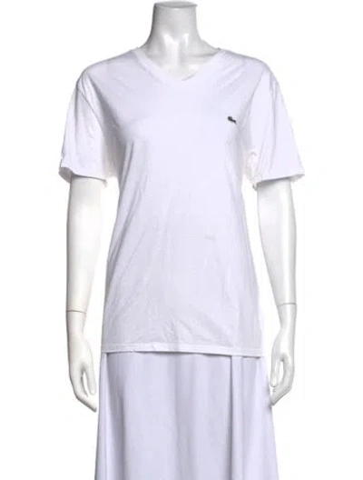 Pre-owned Lacoste V-neck Short Sleeve T-shirt In White