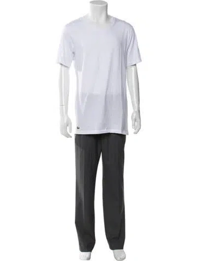 Pre-owned Lacoste V-neck Short Sleeve T-shirt In White