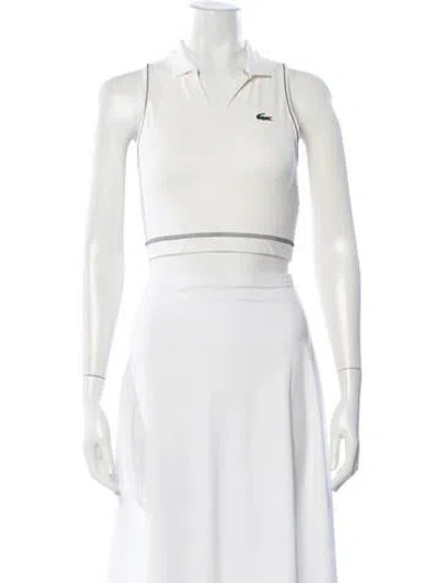 Pre-owned Lacoste V-neck Sleeveless Polo In White