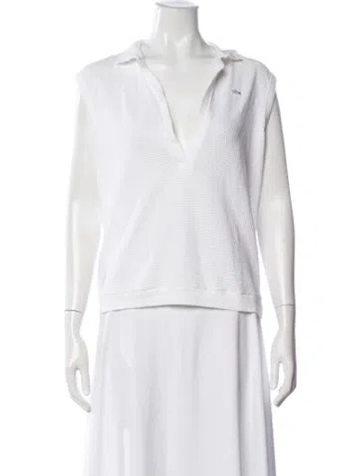 Pre-owned Lacoste V-neck Sleeveless Polo In White