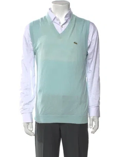 Pre-owned Lacoste V-neck Sleeveless Sweater Vest In Green