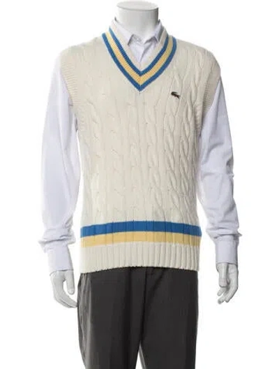 Pre-owned Lacoste V-neck Sleeveless Sweater Vest In Neutral