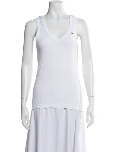 Pre-owned Lacoste V-neck Sleeveless Top In White