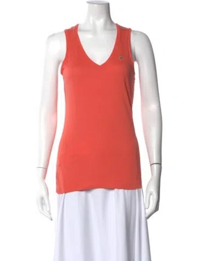 Pre-owned Lacoste V-neck Sleeveless T-shirt In Orange