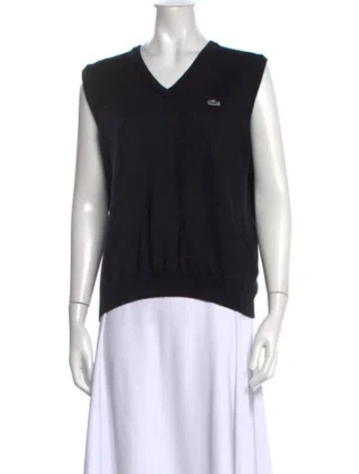Pre-owned Lacoste V-neck Sweater In Black