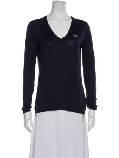 Pre-owned Lacoste V-neck Sweater In Blue