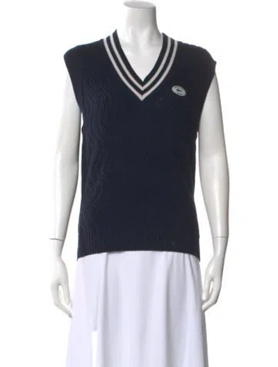 Pre-owned Lacoste V-neck Sweater In Blue