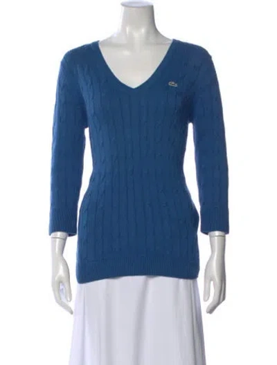 Pre-owned Lacoste V-neck Sweater In Blue