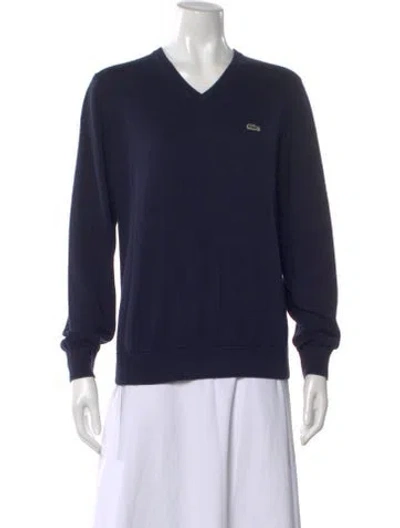 Pre-owned Lacoste V-neck Sweater In Blue
