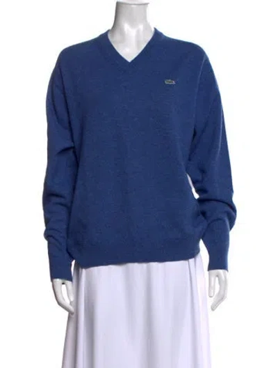 Pre-owned Lacoste V-neck Sweater In Blue