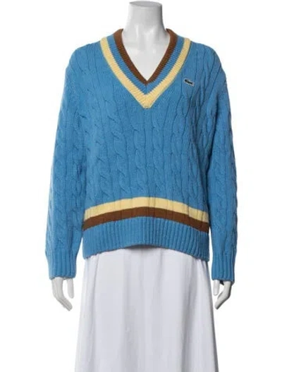 Pre-owned Lacoste V-neck Sweater In Blue