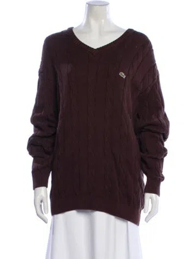 Pre-owned Lacoste V-neck Sweater In Brown