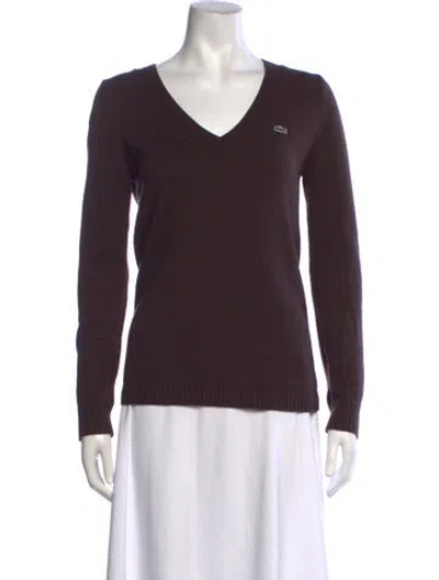 Pre-owned Lacoste V-neck Sweater In Brown