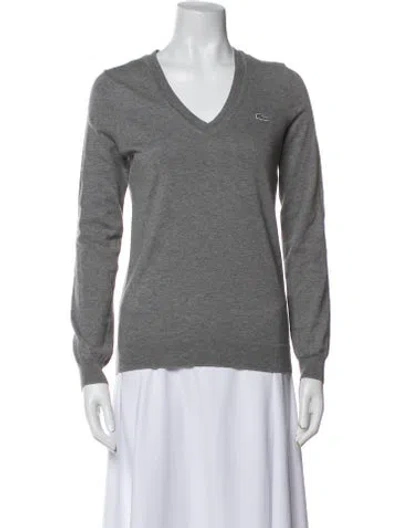 Pre-owned Lacoste V-neck Sweater In Gray