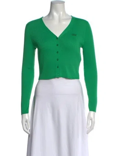 Pre-owned Lacoste V-neck Sweater In Green