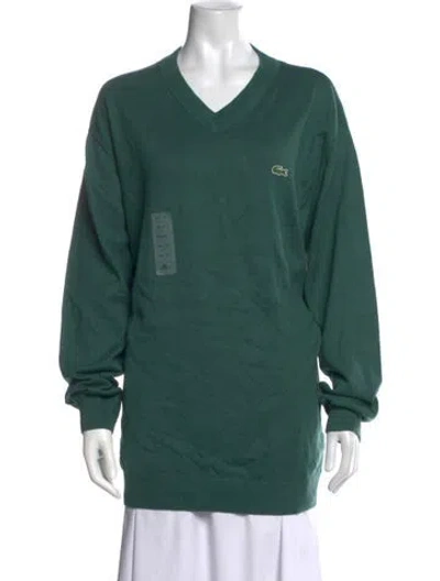 Pre-owned Lacoste V-neck Sweater In Green