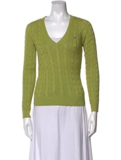 Pre-owned Lacoste V-neck Sweater In Green
