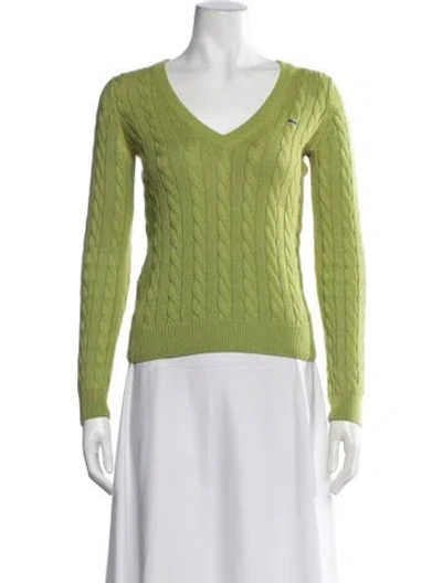 Pre-owned Lacoste V-neck Sweater In Green