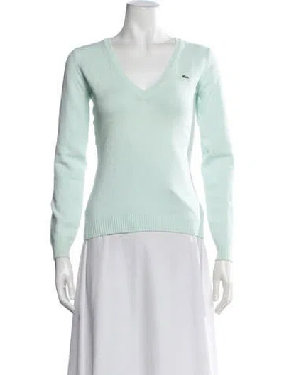 Pre-owned Lacoste V-neck Sweater In Green