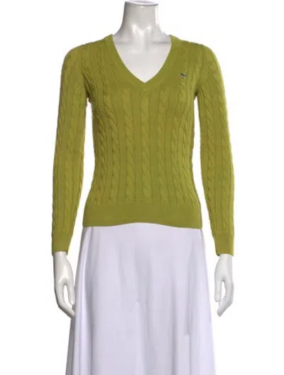 Pre-owned Lacoste V-neck Sweater In Green