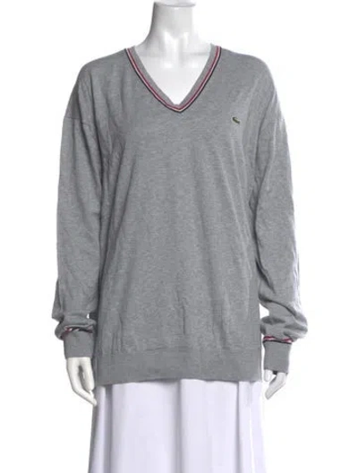 Pre-owned Lacoste V-neck Sweater In Grey
