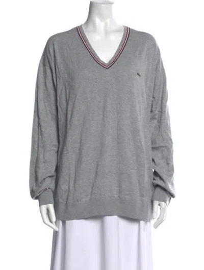 Pre-owned Lacoste V-neck Sweater In Grey