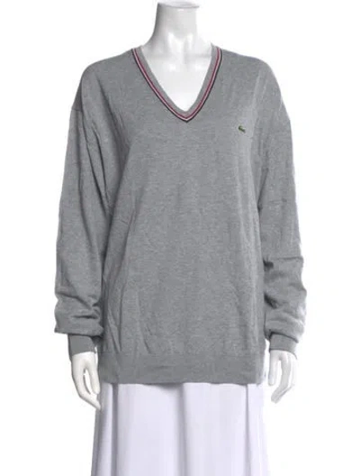 Pre-owned Lacoste V-neck Sweater In Grey