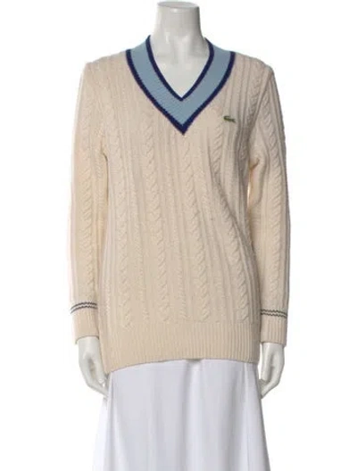 Pre-owned Lacoste V-neck Sweater In Neutral