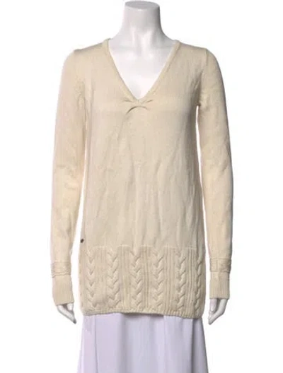 Pre-owned Lacoste V-neck Sweater In Neutrals