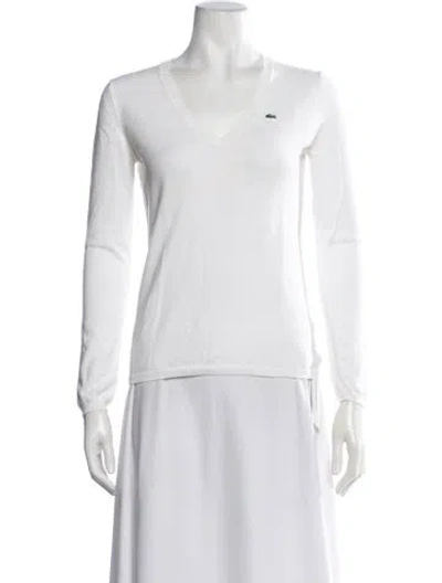 Pre-owned Lacoste V-neck Sweater In Neutrals