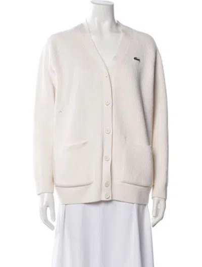 Pre-owned Lacoste V-neck Sweater In Neutrals