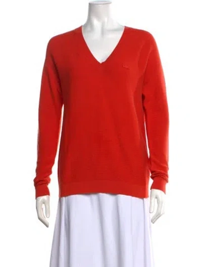 Pre-owned Lacoste V-neck Sweater In Orange