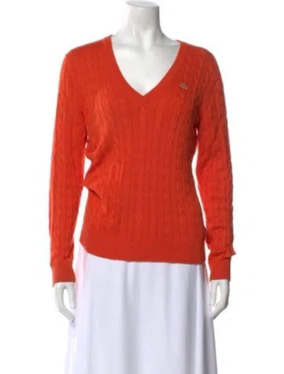 Pre-owned Lacoste V-neck Sweater In Orange
